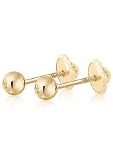 attractive little red ball screw-back baby earrings 